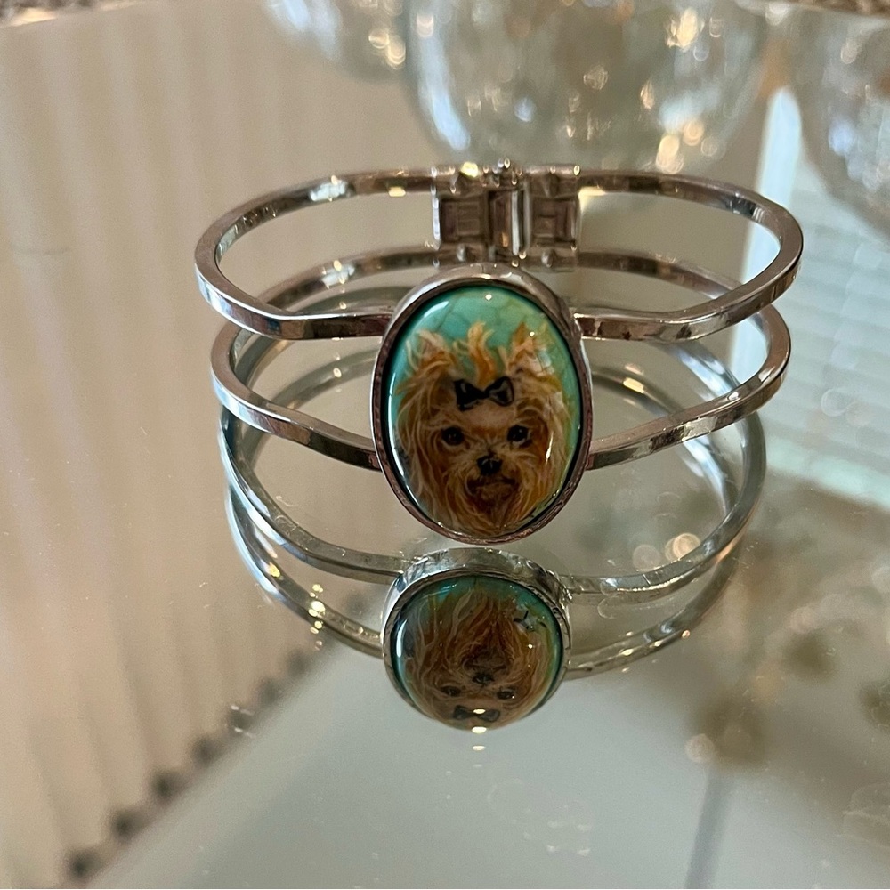 Silver color Yorkie Portrait Bracelet